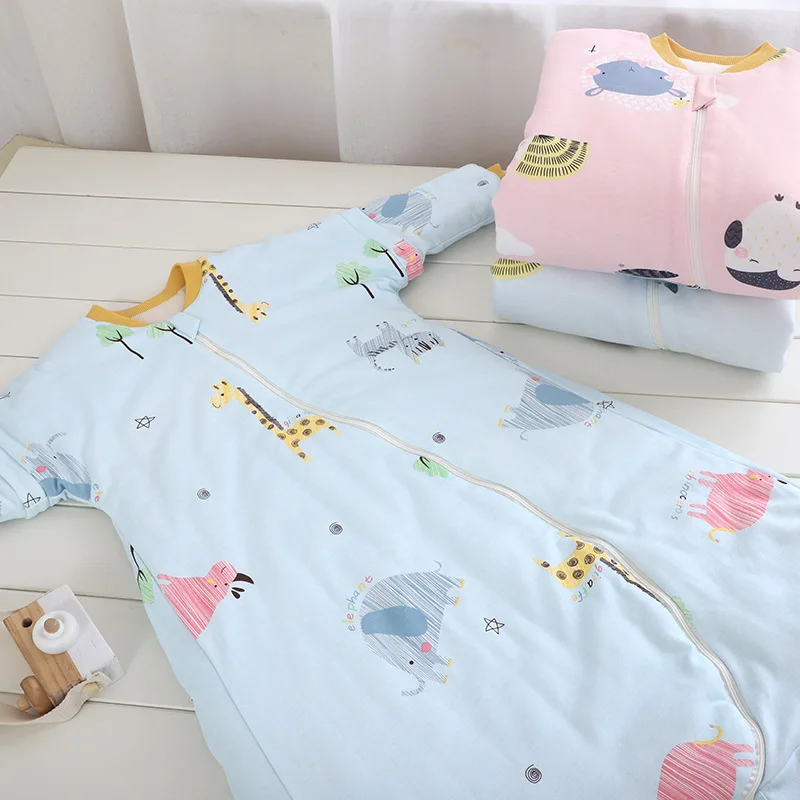 Детский осенне-зимний утепленный хлопковый фланелевый спальный мешок для