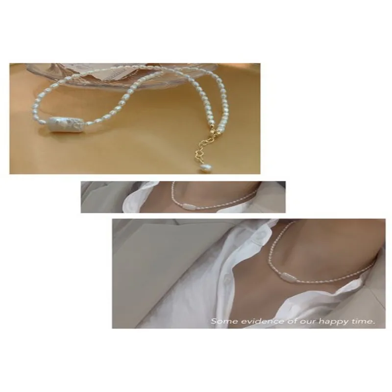 

Gift to girlfriend Freshwater Pearl Necklace Temperament Necklace Kshmir New Fashion Vintage Baroque Natural Female Beads