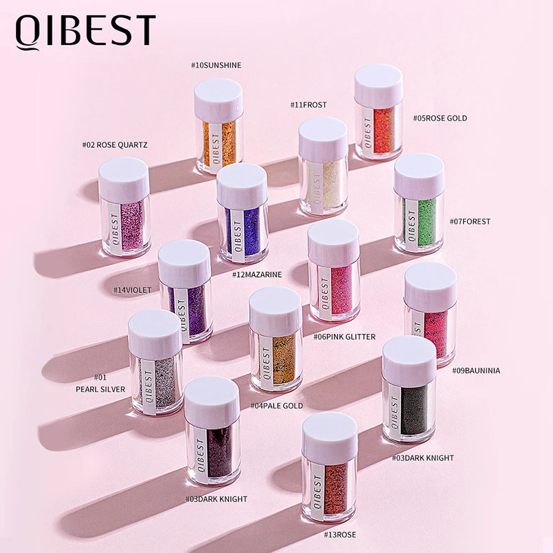 

QIBEST 14 Colors Glitter Eyeshadow Powder Single-Chrome Silky High-pigmented Eye Shadow Waterproof Lasting Eye Makeup TSLM1