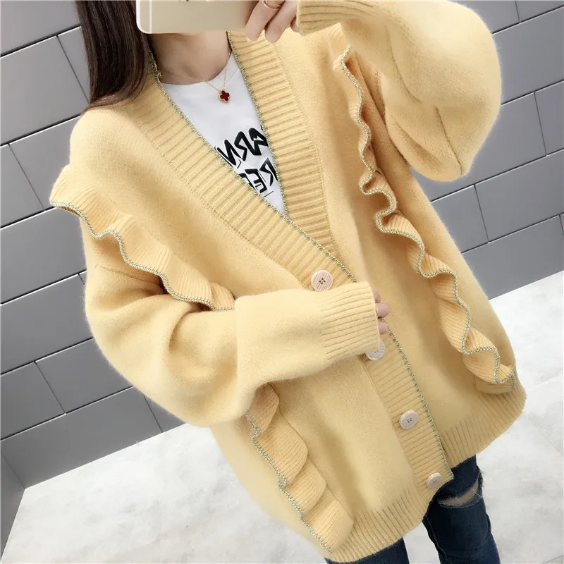 

Женский кардиган, свитер, пальто, Осень-зима 2020, модная однобортная куртка, повседневные кардиганы с длинным рукавом, вязаные свитера R711