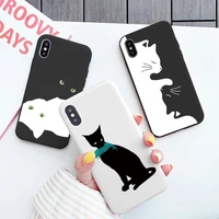 phone case for iphone x xr xs max 11 12 13 pro max 6s 7 8 plus se 2020 fashion black and white cats meow soft silicone cover