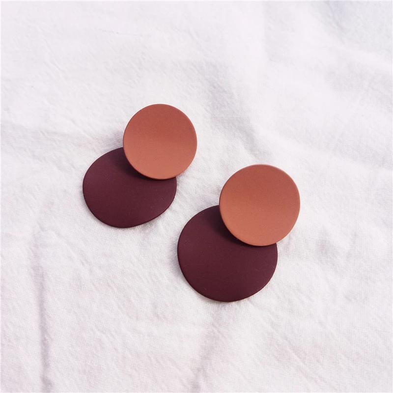 Мода Скраб Геометрическая круглая цвет сшивание корейские серьги-шпильки