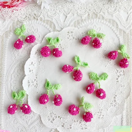 Rose red 30PCS 30 шт./лот, ручная работа, шерстяная пряжа, вязаная крючком, Цветочная аппликация, пэчворк, сделай сам, рукоделие, аксессуары для шитья, ткань, паста 168 - Цвет: Rose red 30PCS