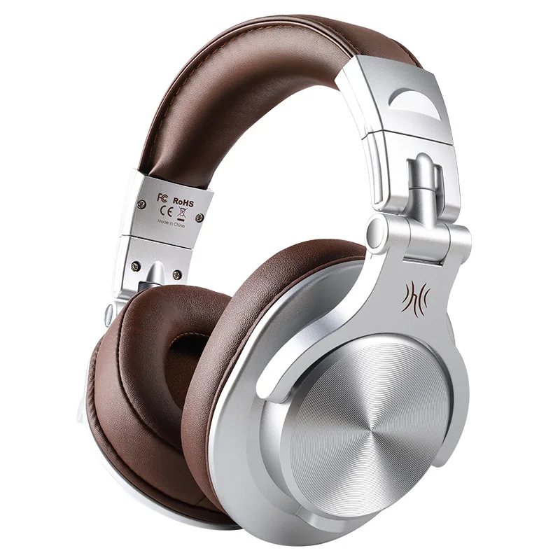 Silver OneOdio Fusion Накладные наушники Bluetooth Профессиональная студия запись монитор Проводные DJ наушники Беспроводная гарнитура с микрофоном - Цвет: Silver