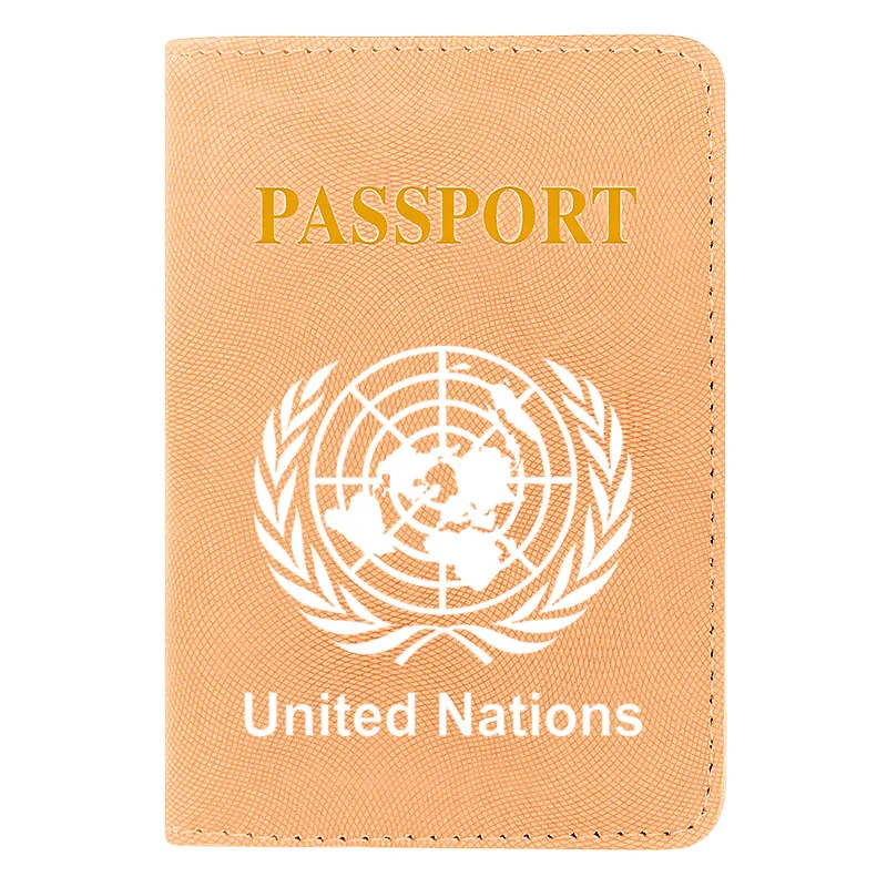 

Fashion Women Men Passport Cover Pu Leather United Nations Symbol Printing Travel ID Credit Card Holder Packet Wallet
