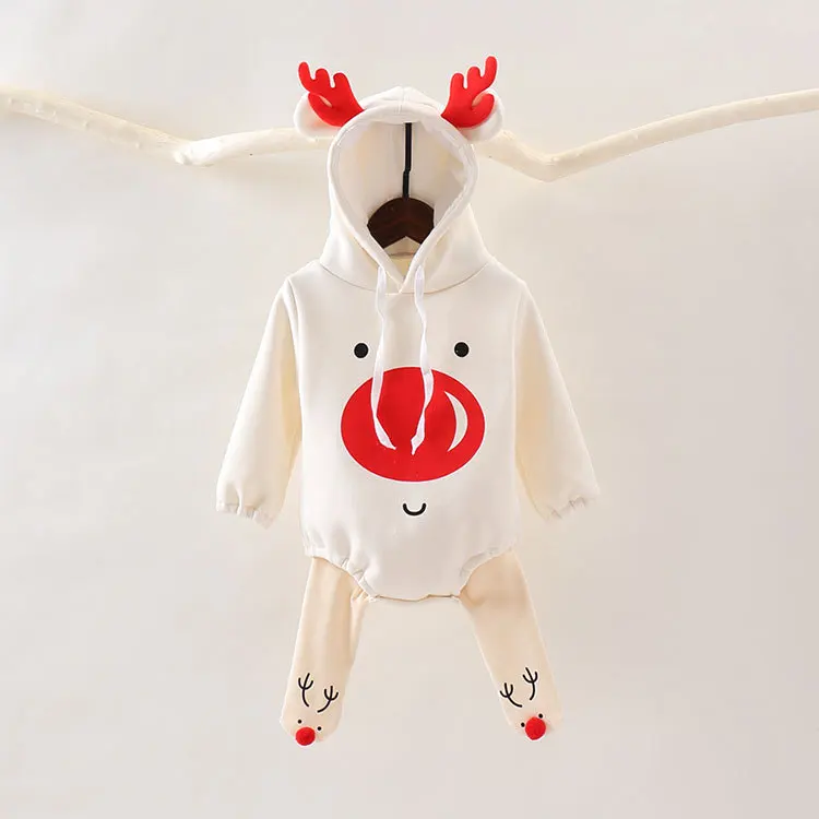 Рождественские утепленные детские осенние Топы с длинным рукавом для маленьких