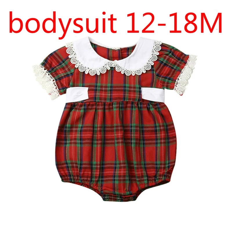 Bodysuit 12 to 18M Одинаковая Рождественская одежда для больших и маленьких сестер детские красные ползунки в клеточку для маленьких девочек Рождественская одежда принцессы для девочек От 0 до 6 лет - Цвет: Bodysuit 12 to 18M
