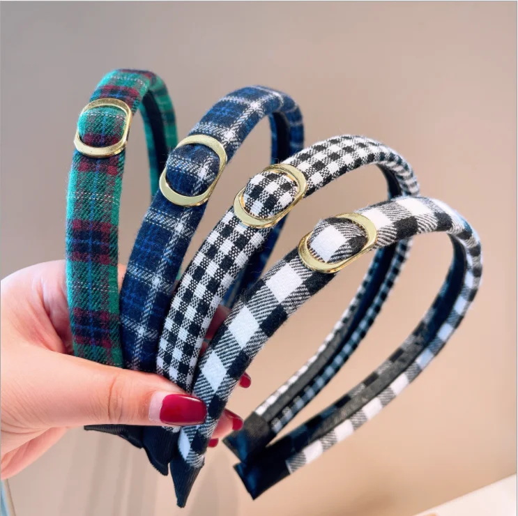 

Women hairbands Ins vitality girl retro grid out all-match headband