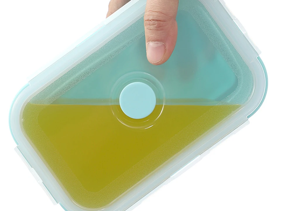 Силиконовый складной Ланч-бокс, контейнер для хранения еды, Bento BPA Free, Microwavable, портативный, для пикника, кемпинга, прямоугольная, открытая коробка