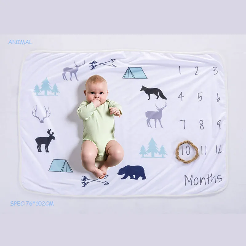 Детское одеяло с цветочным принтом и животными для фотосессии новорожденных