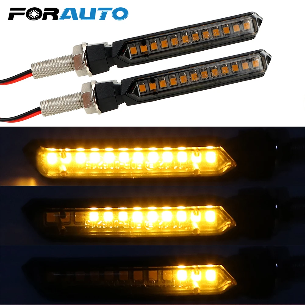 

FORAUTO 1 Pair 12 LEDs Motorcycle Signal Lamp Universal Yellow Flowing Water Blinker Light LED Turn Signals Light