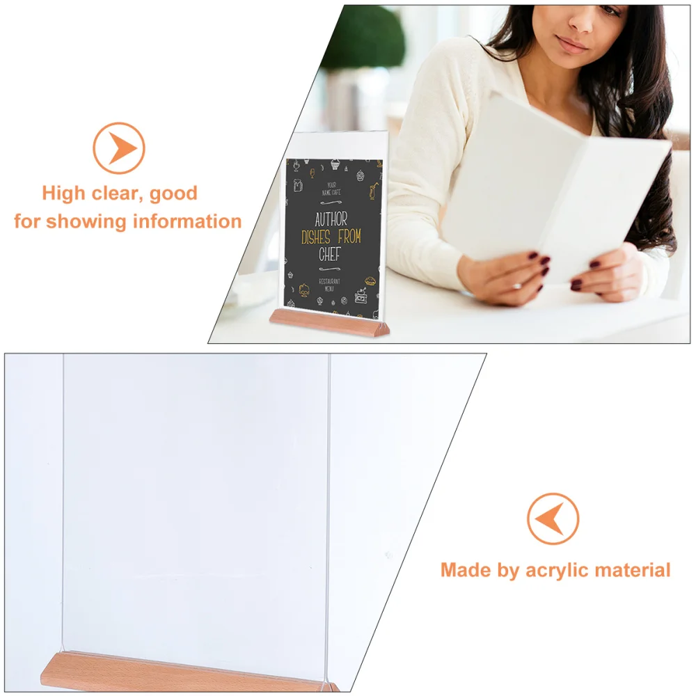 

Convenient Menu Holders Desktop Photo Container Display Stand Acrylic Table Advertisement Rack for Shop Wedding Party (Transpare