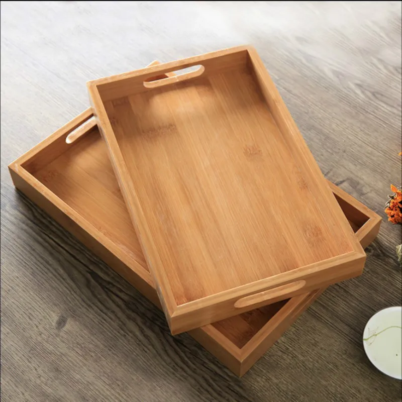 Японский бамбуковый квадратный поднос деревянные прямоугольные тарелки для еды