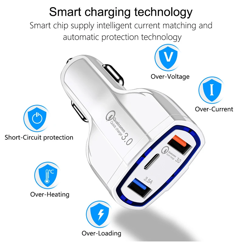 PD быстрое автомобильное зарядное устройство QC3.0 Быстрая зарядка USB для