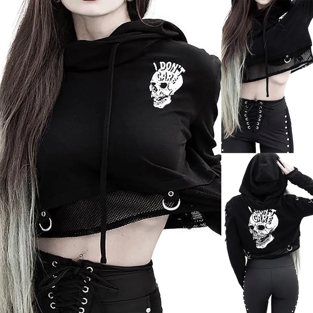 Модный Женский свитшот в готическом стиле повседневный свободный вечерний