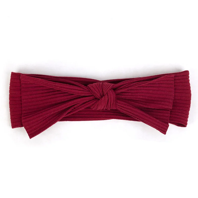 Wine red Wine red Geebro для новорожденных из хлопка на подкладке для маленьких мальчиков и девочек в рубчик и повязка на голову для детей, подарок для ребенка, мягкая эластичная бантом головной убор-лента для волос аксессуары - Цвет: Wine red Wine red
