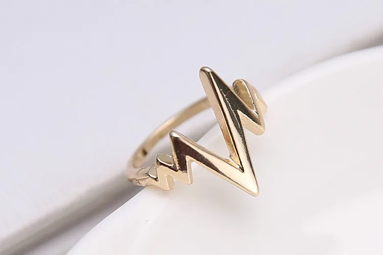 Милое кольцо на палец с электрокардиограммой простое готическое Черное золото