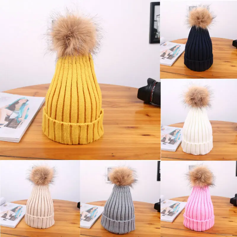 Для маленьких мальчиков и девочек Детские однотонные помпон из искусственного