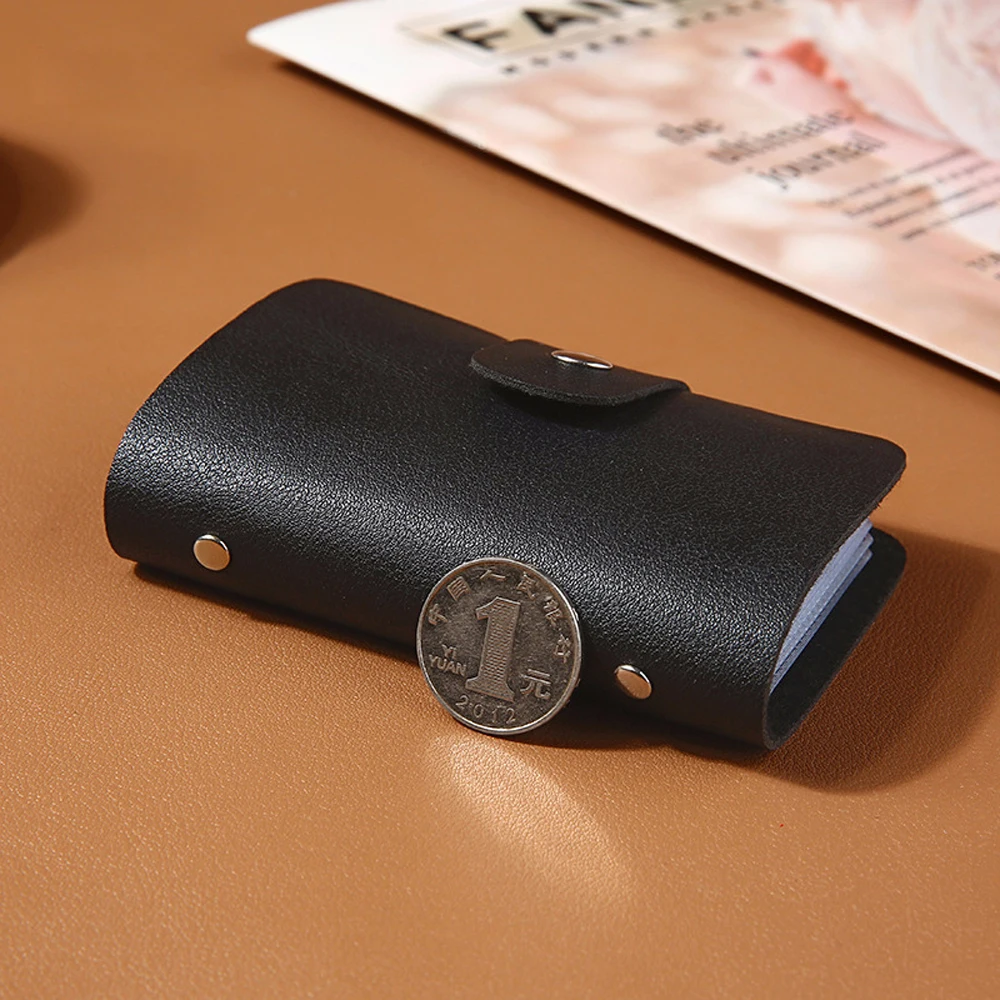

New PU Leather 24 Bits Business Card Holder Men Women Bank Credit Card Holder Case ID Card Wallet Small Hasp Card Bag