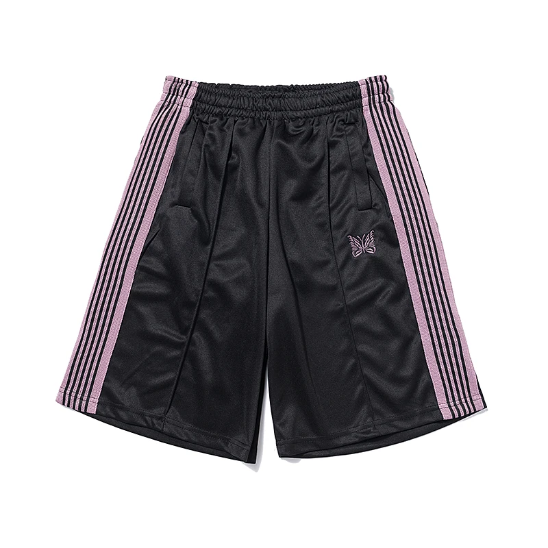 

2021ss White Side Stripe Needles Shorts Men Women Butterfly Embroidery AWGE Needles Shorts Breeches