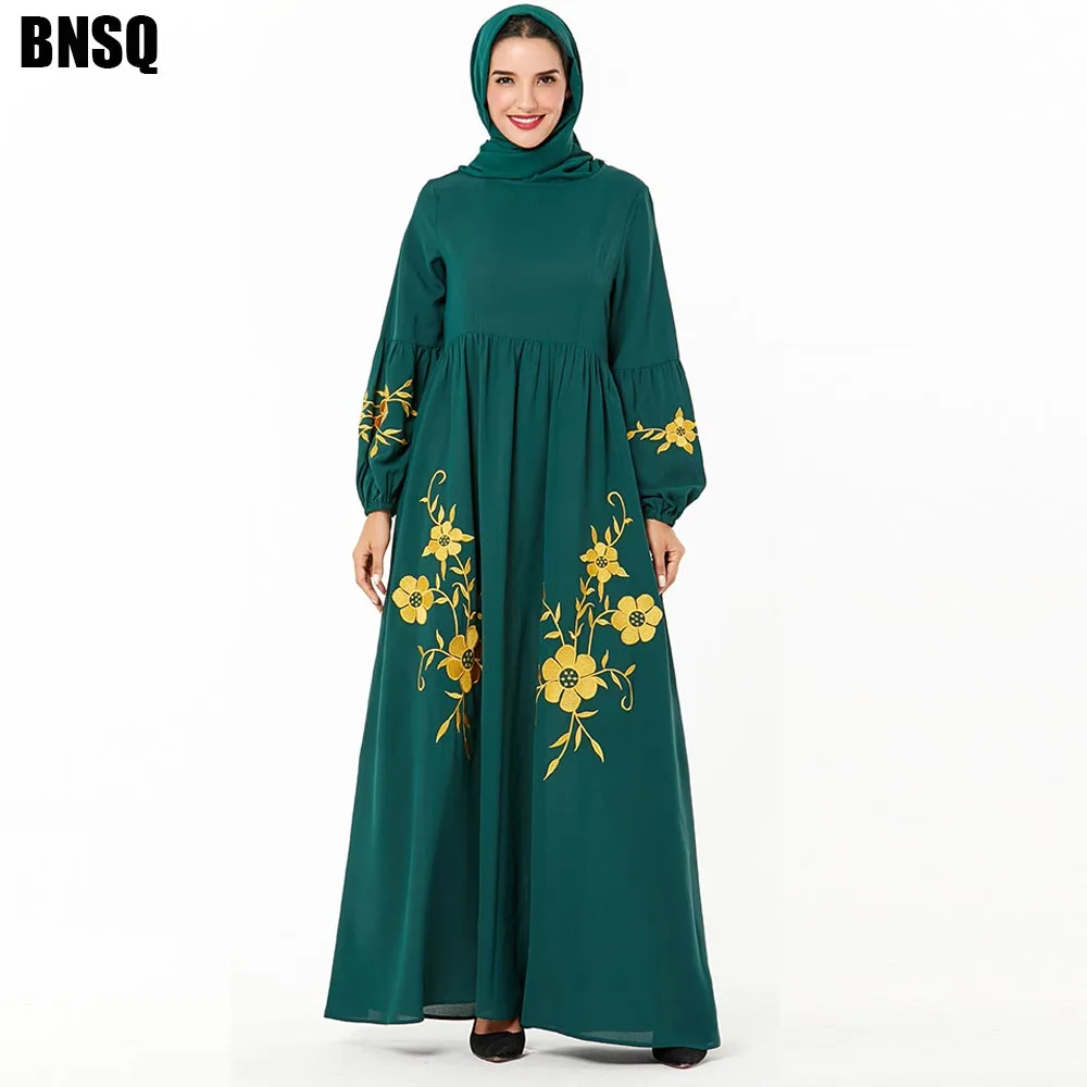 Bnsq Wanita Baju Muslim Abaya Pakaian Jilbab Bordir Maxi Gaun Plus Ukuran Turki Kaftan Maroko Indonesia Pakistan