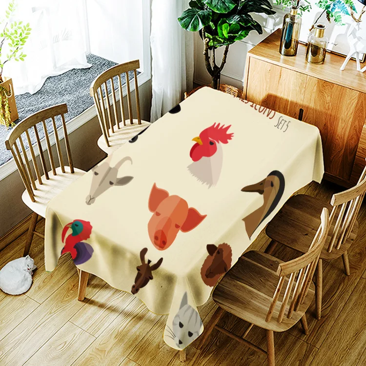 

Printed small animal pattern washable decorative household waterproof tablecloth