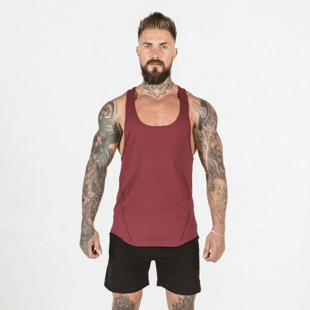 

New Casual Men's Fitness Sleeveless Tank Tops Gym Sports Running Vest Slim Muscle Bodybuilding Male Exercise Tee Tank Tops