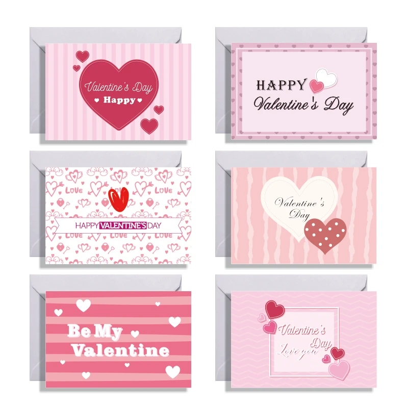 

6Sets/Pack New Arrival Assorted Valentine's Day Greeting Cards With Envelopes And Stickers Folding Cards Blank Inside For Lover