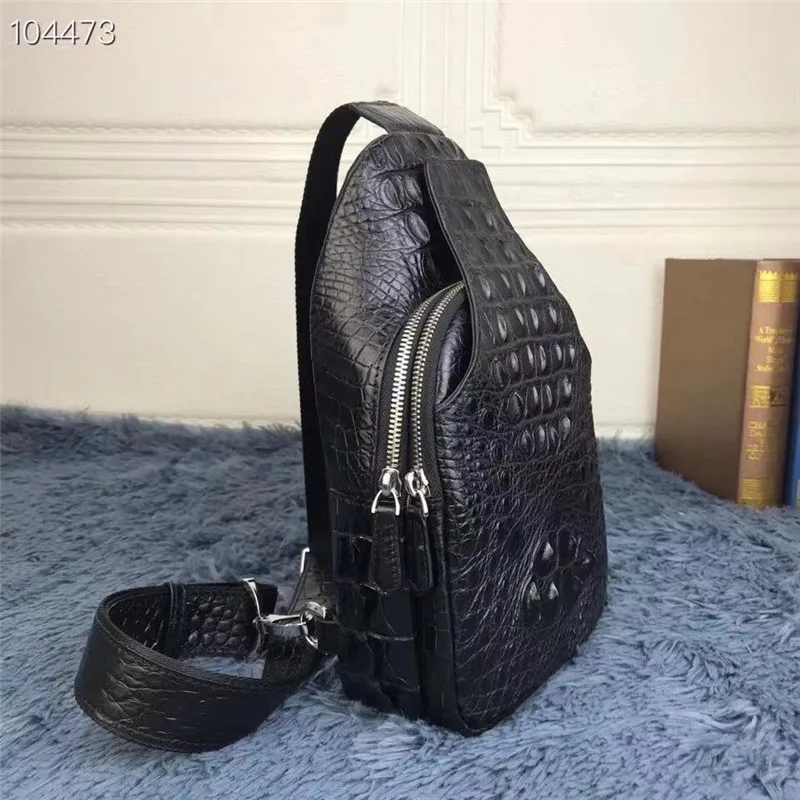 Деловой стиль, натуральная кожа аллигатора, Мужская маленькая нагрудная сумка, настоящая крокодиловая кожа, мужская сумка через плечо, сумка-мессенджер