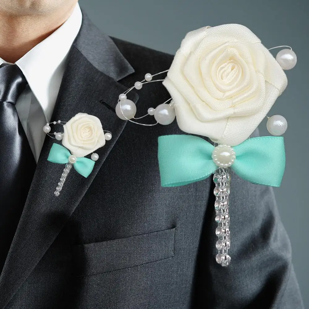 6piece Colorful Bow knot Groomsmen Flower Boutonniere Wedding Corsage Artificial brooch boutonniere X8715 | Дом и сад