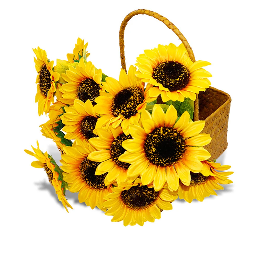 

4Pcs Simulation Sunflower 1 Bouquet 5 Heads Cloth Yellow Artificial Flower Home Party Wedding Decoration Graduation Flower Gift