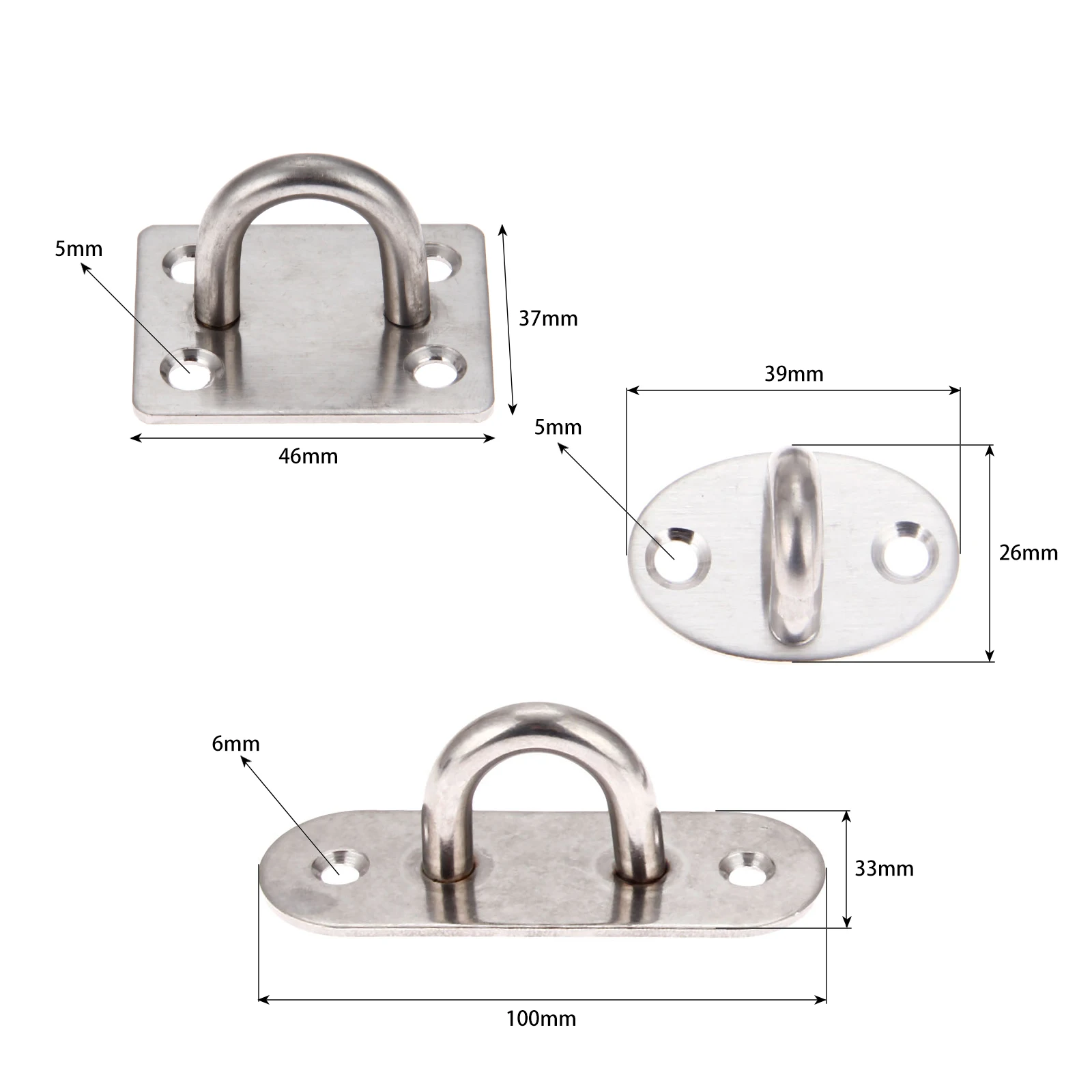 10Pcs Stainless Steel U-shaped Ceiling Mount Hook Base Fans For Leisure Sofa Sandbags Hammocks Rings Fixed 100x33mm | Обустройство