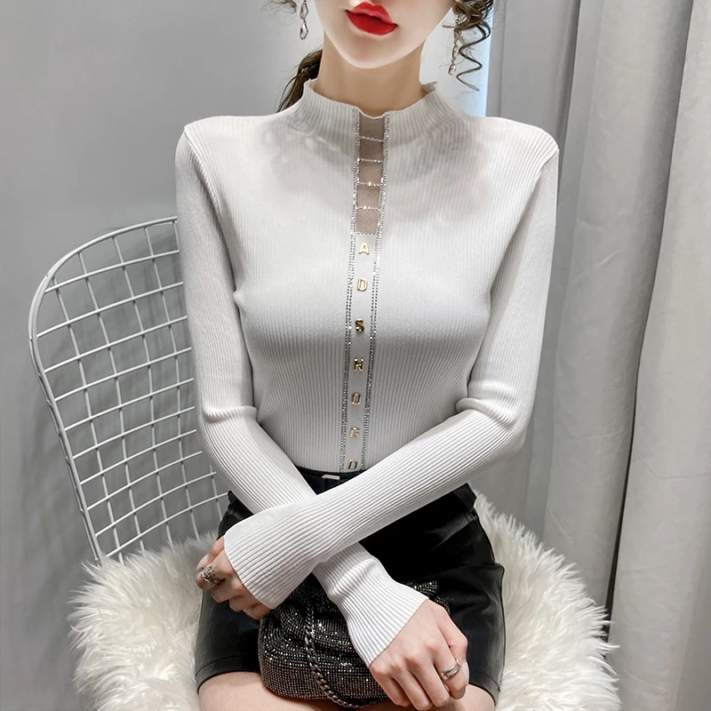 

Women's Half Turtleneck Sweater Bottoming Shirt Spring and Autumn New Style Long-sleeved Inner-fitting Retro Elegant Sweater Top