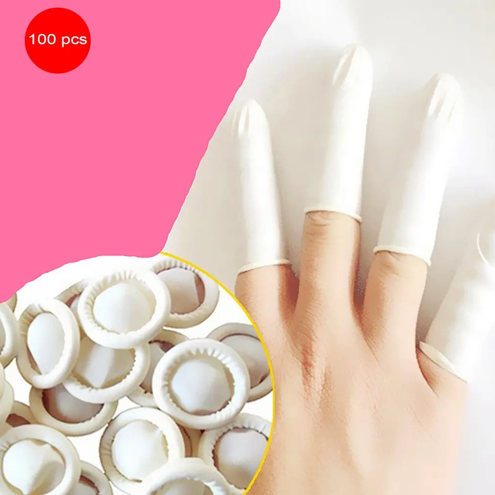 

100PCS/SET Durable Natural Latex Anti-Static Finger Cots Practical Design Disposable Makeup Eyebrow Extension Gloves Tools Hot