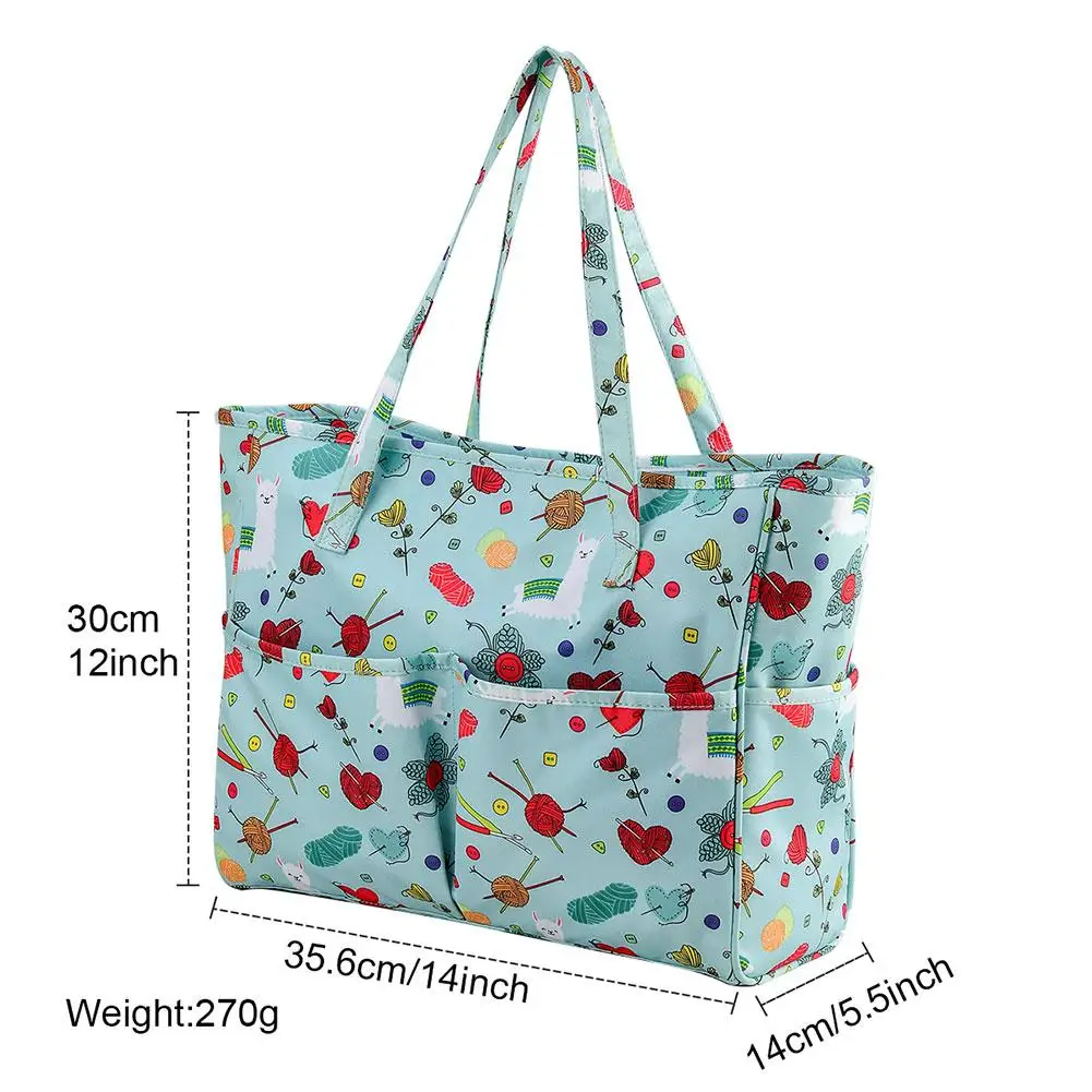 

Big Capacity Portable Knitting Tote Bag with Handle Sewing Accessories Crochet Needles Organizer Durable Travel Yarn Storage Bag