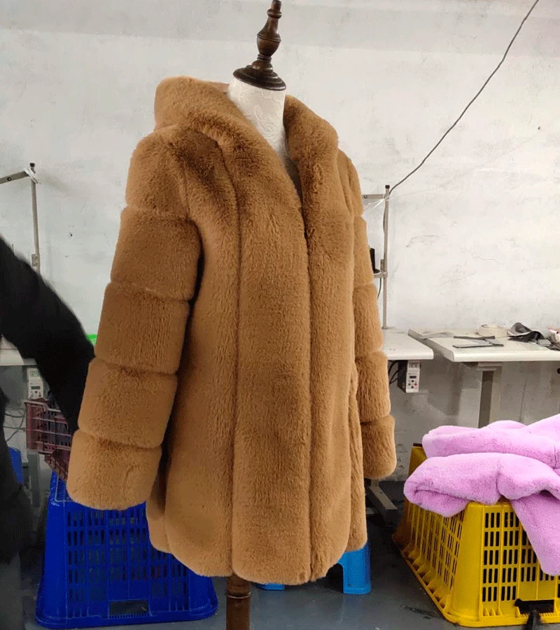 Новинка 2020 зимнее женское пальто из искусственного кроличьего меха Свободное