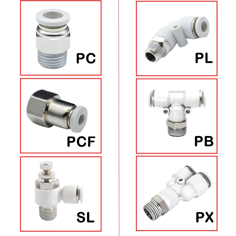 

High Quality White PC/PCF/PL/SL/PB Type 6PCS Air Hose Rapidities Pipe Quick Release Pneumatic Fitting.