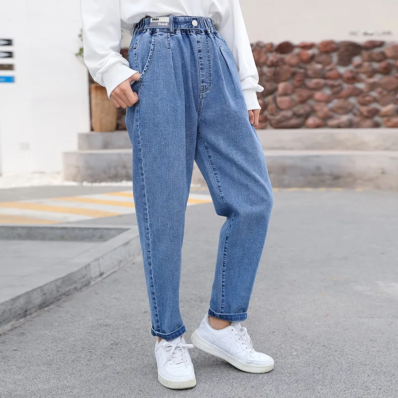 

Kids Pants 2021 Girls Jeans Cotton Solid Denim Pants Children's Clothing Spring Autumn Girl Casual Trousers 8 10 12 14 Years