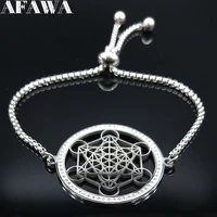 yoga hindu buddhism flower of life crystal stainless steel bracelet women silver color necklace jewelry cadenas mujer b130s01