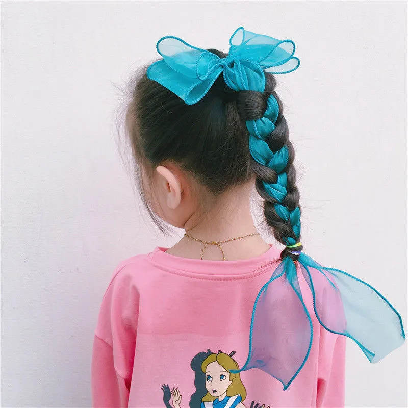 

Baby Hair Ribbons for Girls Accessories Children's Bow Hairpins Ponytail Temperament Princess Braided Headdress