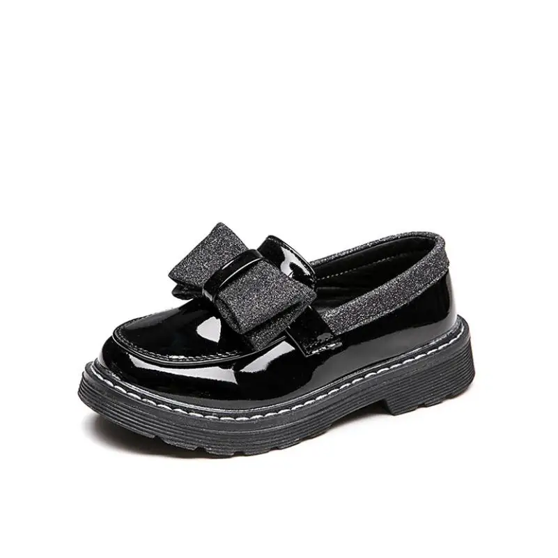

2020 Children Casual Shoes Princess Bowtie Soft Leather Sport Shoes Fashion Vintage Leather Martin Boots Girls Dance Sneakers