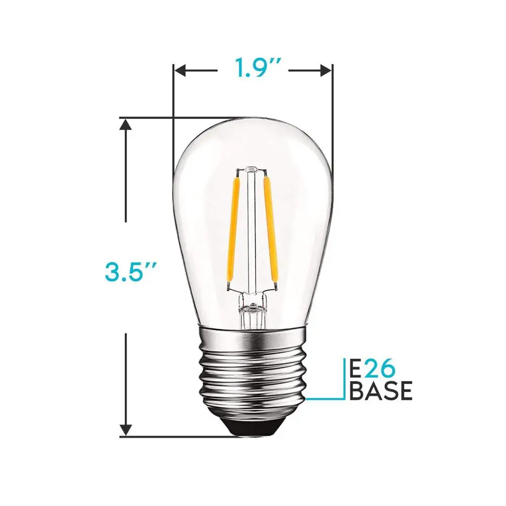 

IP65 LED S14 String Lights E26 E27 48FT LED Edison Filament Bulb Outdoor Garden Patio 15M 15Bulbs Holiday Wedding Light String