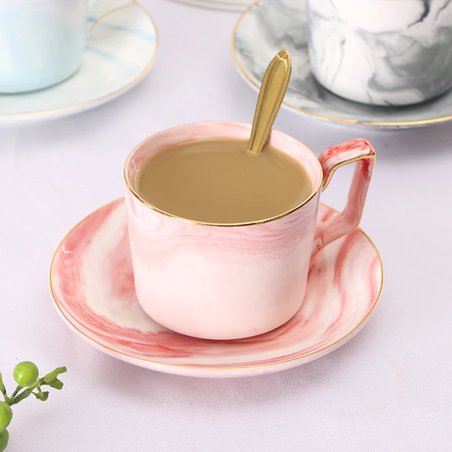 Макарон мраморные керамические кофейные чашки Tazas De кафе костяные чайные наборы
