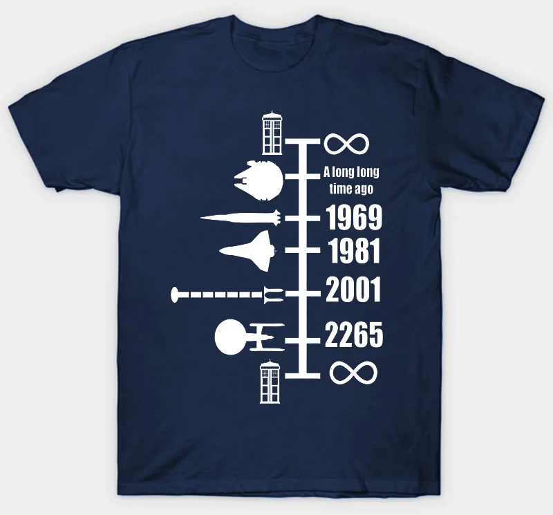 Космический корабль Timeline Футболка-вдохновлен Doctor Who Star Trek Funny - Цвет: Тёмно-синий