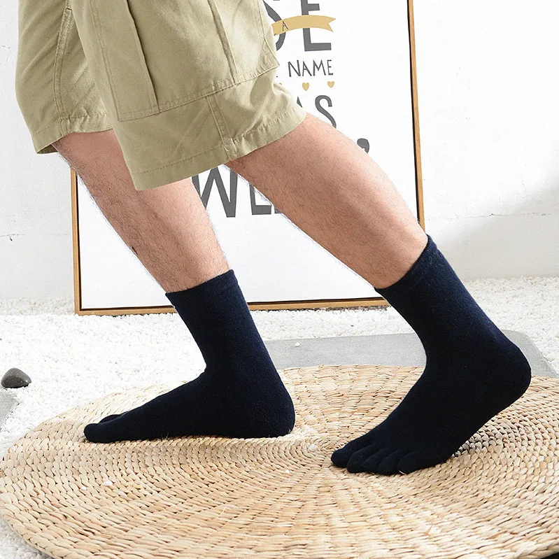 4 пара/лот теплые толстые носки с пятью пальцами мужские Модные Длинные хлопковые