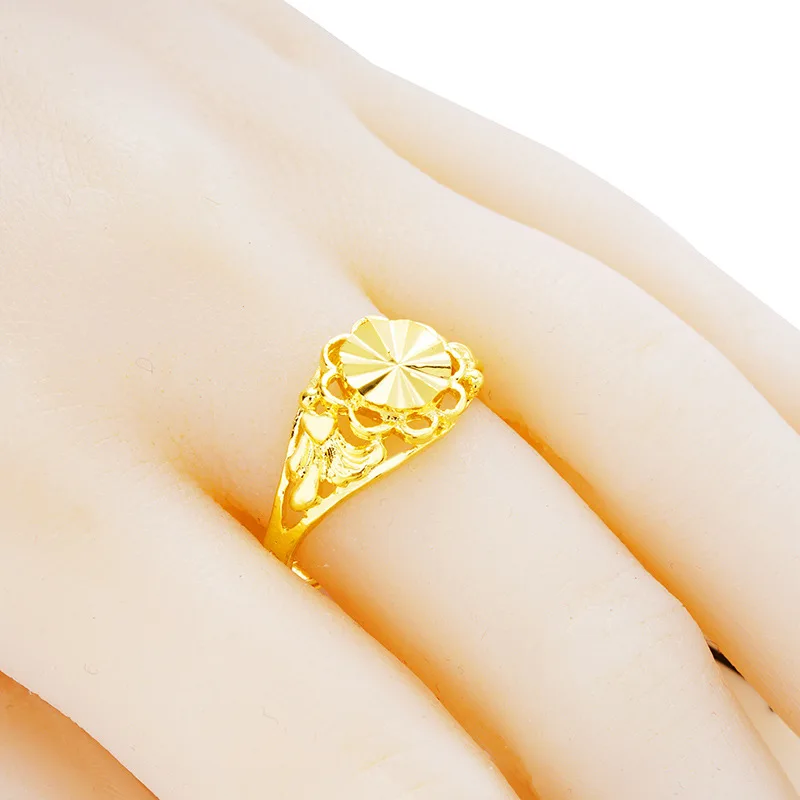 OMHXFC Wholesale European Fashion Woman Party Birthday Wedding Gift Vintage Hollow Flower Resizable 24KT Real Gold Ring RI137 | Украшения и