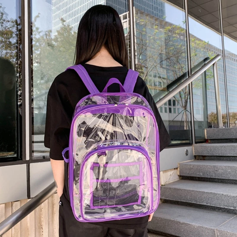 

Transparent Backpack Plastic Material Backpack School Bag Large Capacity Student School Bag 3 Colors Choose Gift for Kid G5AE