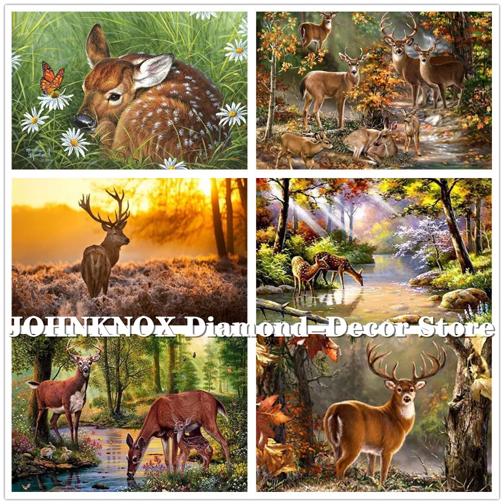 

Diy Diamond Painting Deer Animal Mosaic Art Cross Stitch Kits Forest Landscape Full Drill Diamond Embroidery Handmade Wall Gifts