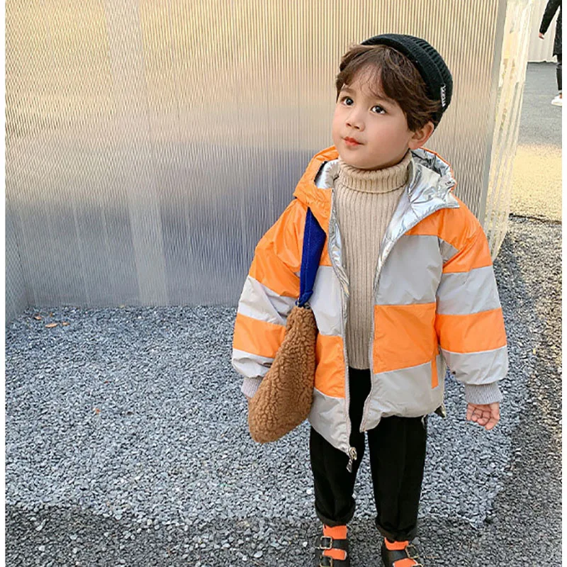 

Winter Children Jacket Thicken Warm Kids Coat Wearable on Both Sides Girls Down Jackets Glossy Boy Clothes Kids Outerwear Coats