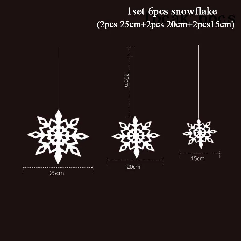 1set 6pcs White Рождественские украшения для дома, гирлянда со снежинками, рождественские украшения для рождественской елки, Висячие оконные украшения, зимние Вечерние - Цвет: 1set 6pcs White